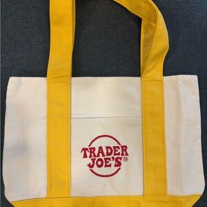 Trader Joe's Yellow and White Tote Bag mini